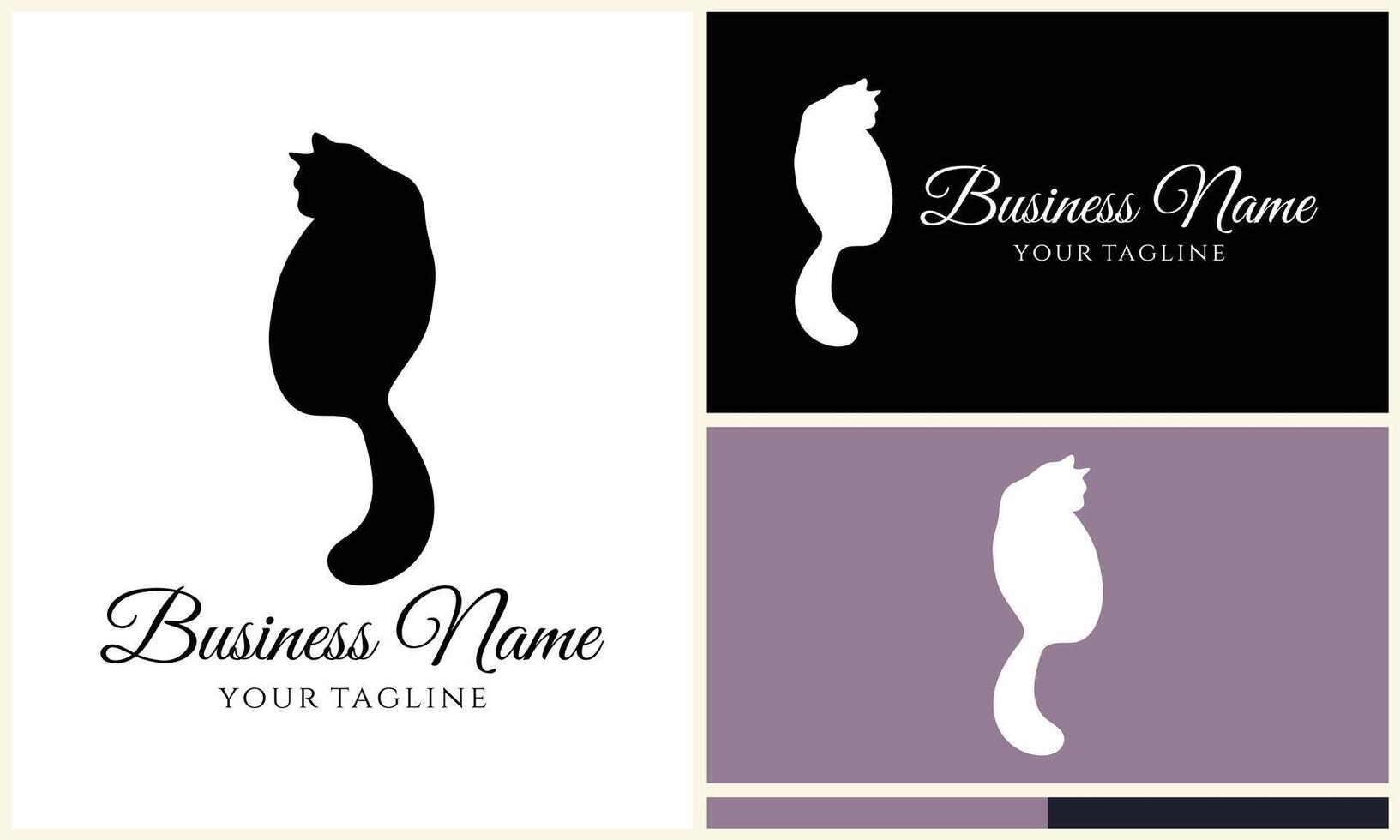 silhouette cat vector logo template