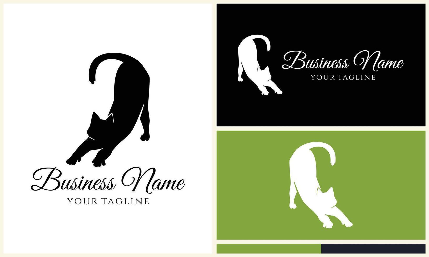 silhouette cat vector logo template