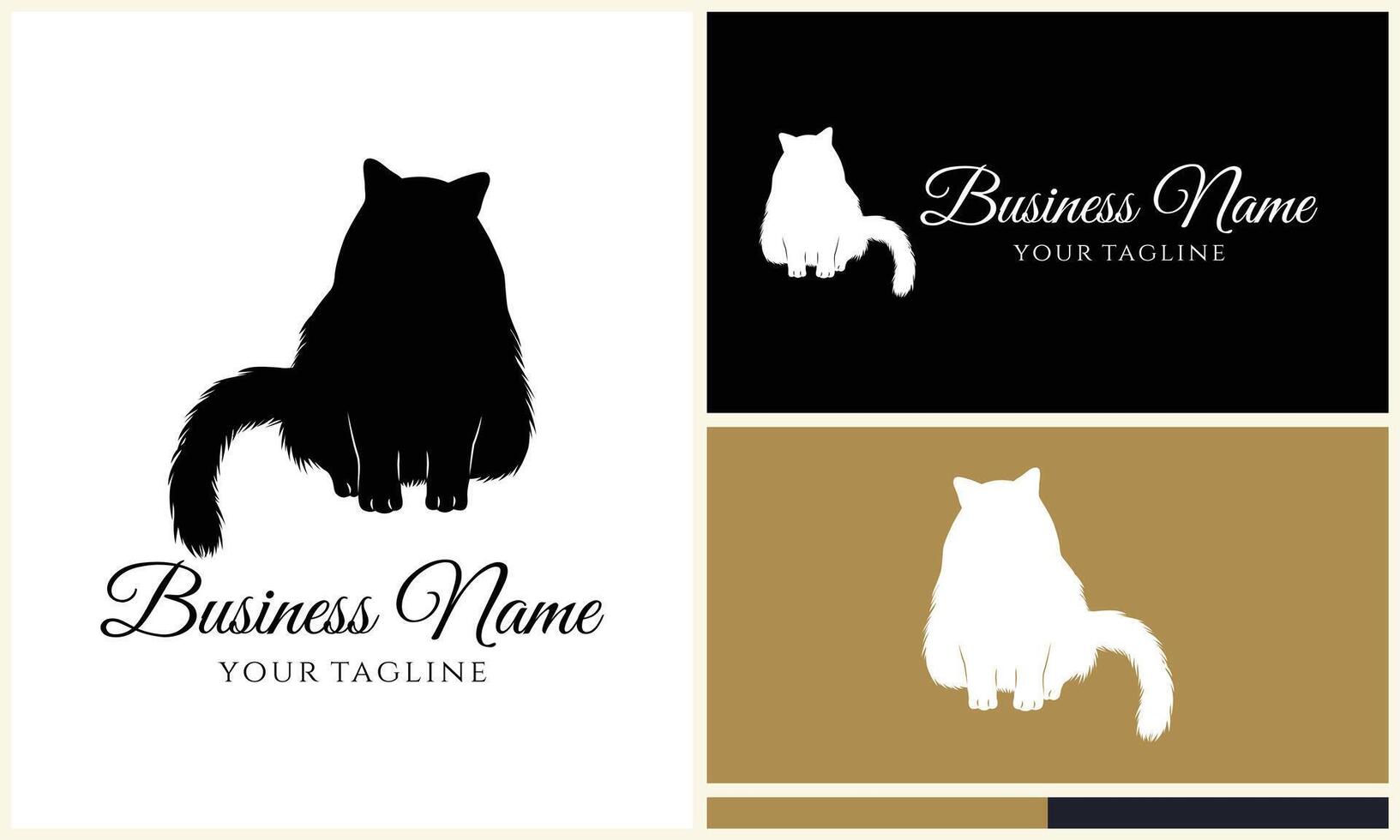 silhouette cat vector logo template