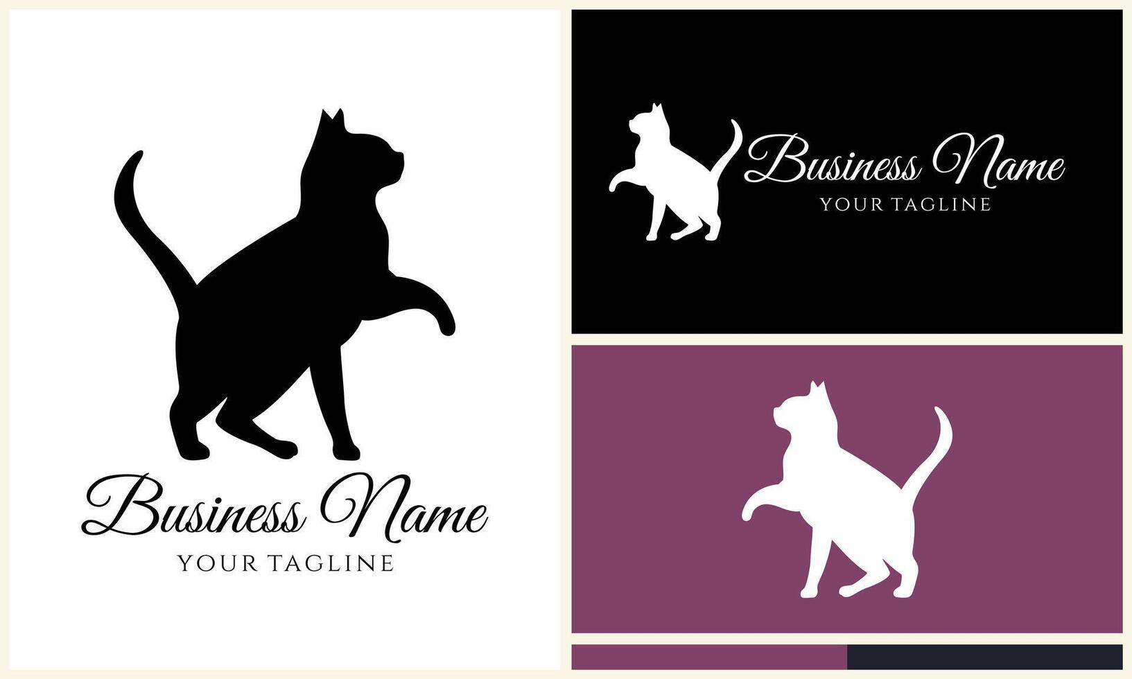 silhouette cat vector logo template
