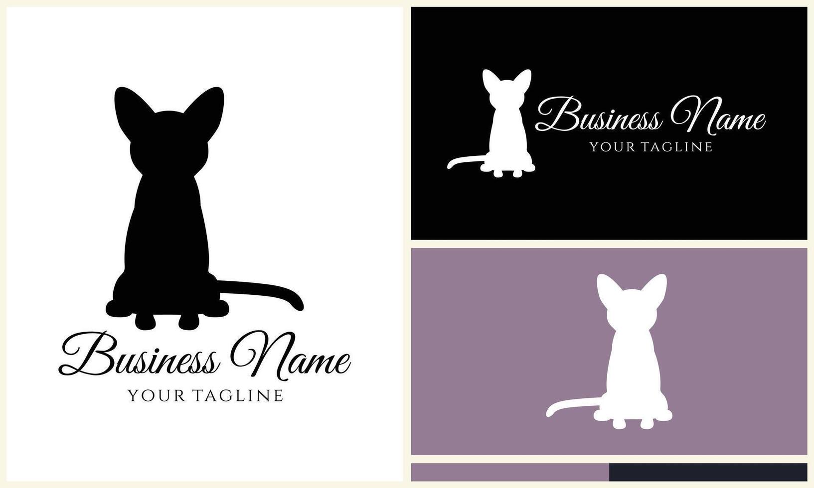 silhouette cat vector logo template