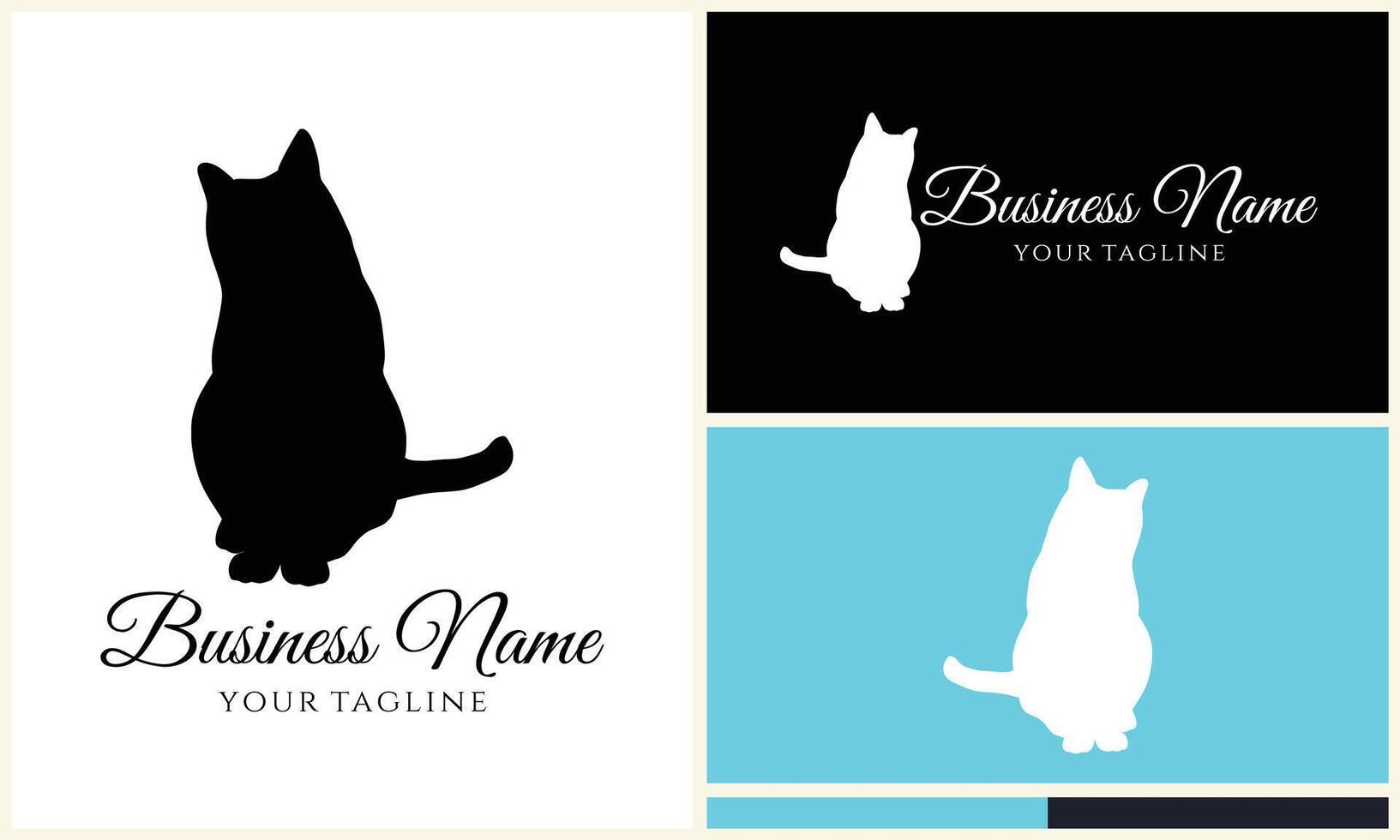 silhouette cat vector logo template