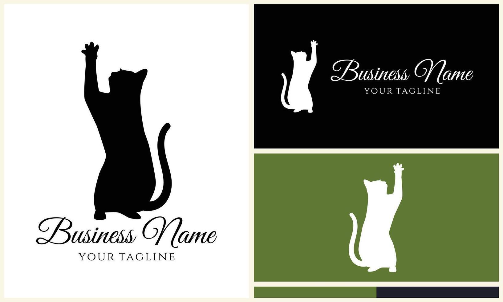 silhouette cat vector logo template