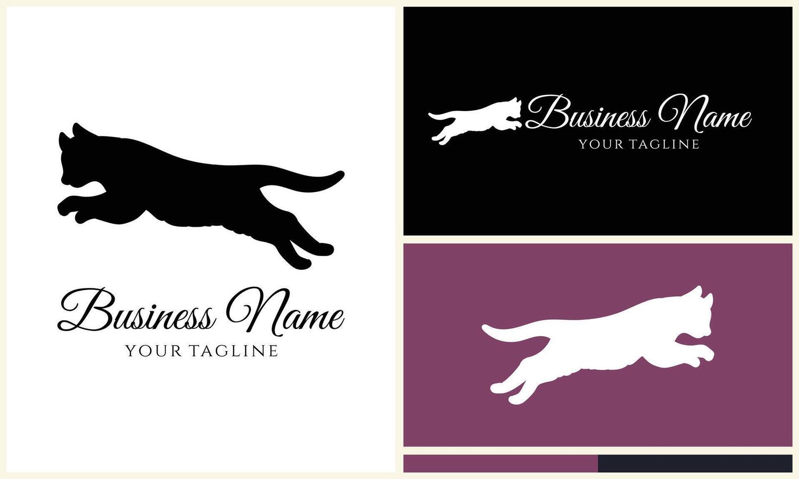 silhouette cat vector logo template