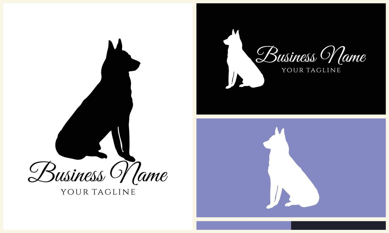 silhouette dog bulldog logo template vector