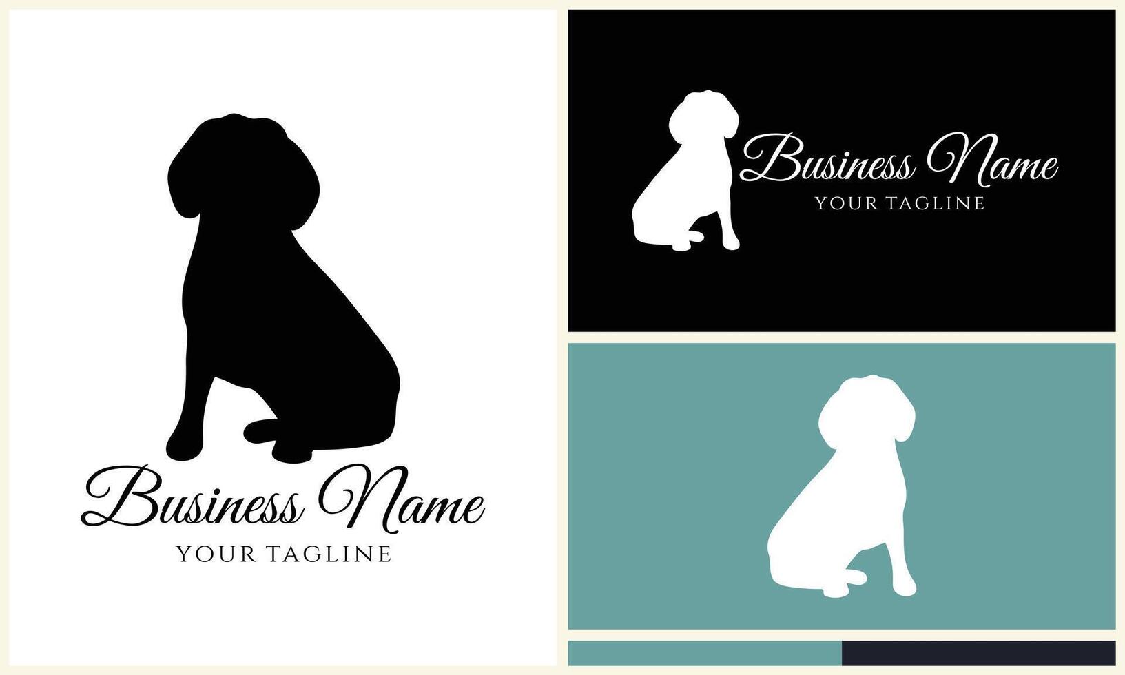 silhouette dog bulldog logo template vector