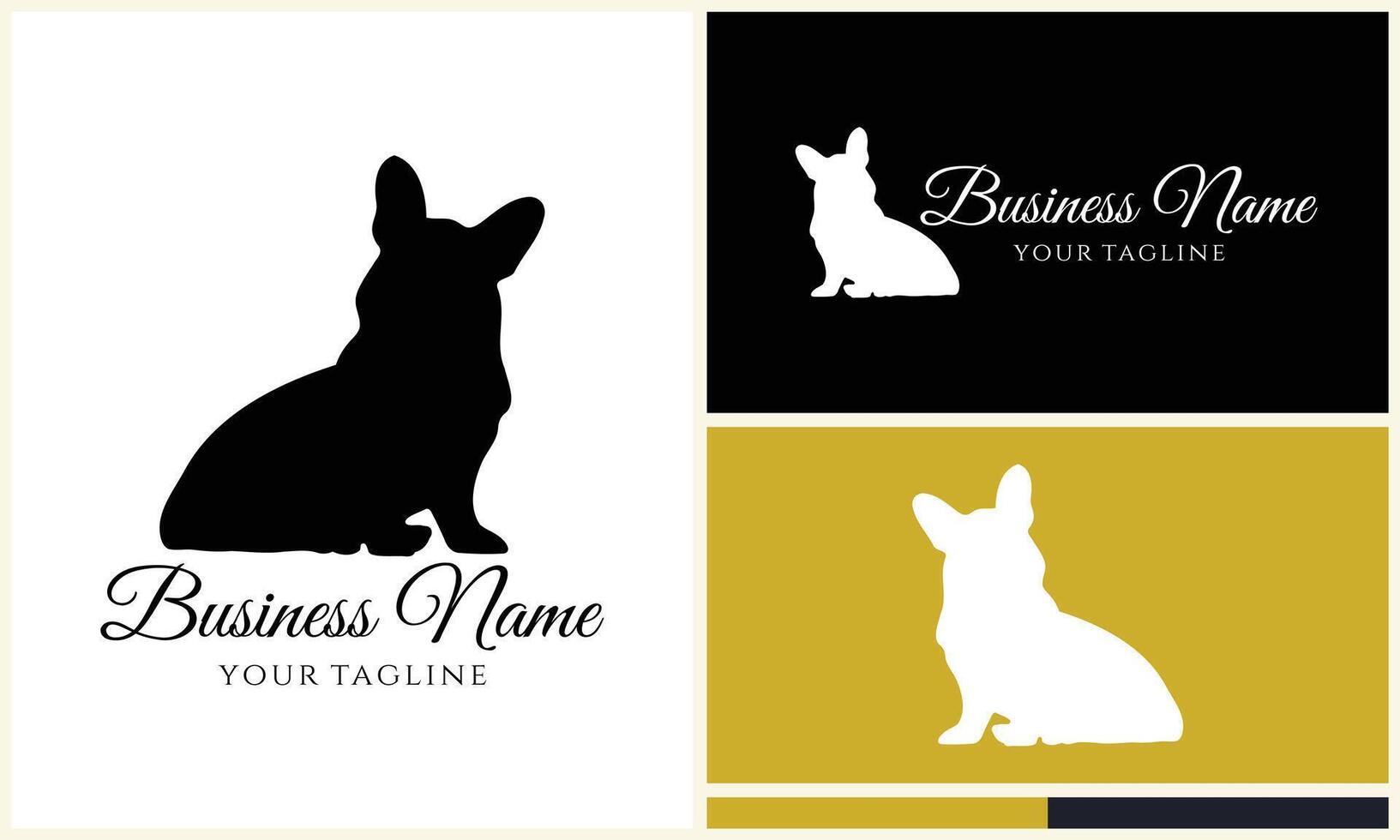 silhouette dog bulldog logo template vector