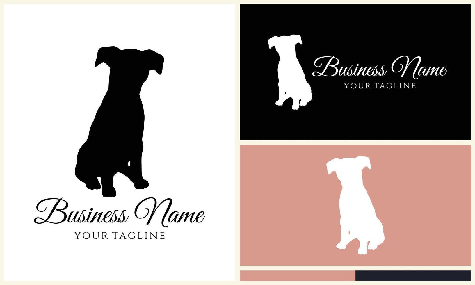 silhouette dog bulldog logo template vector