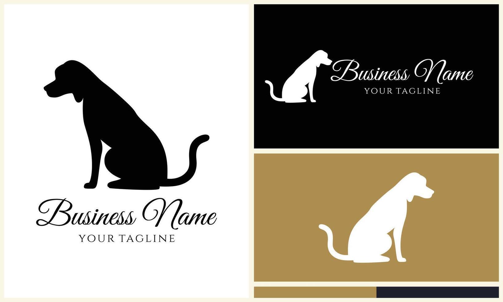 silhouette dog bulldog logo template vector