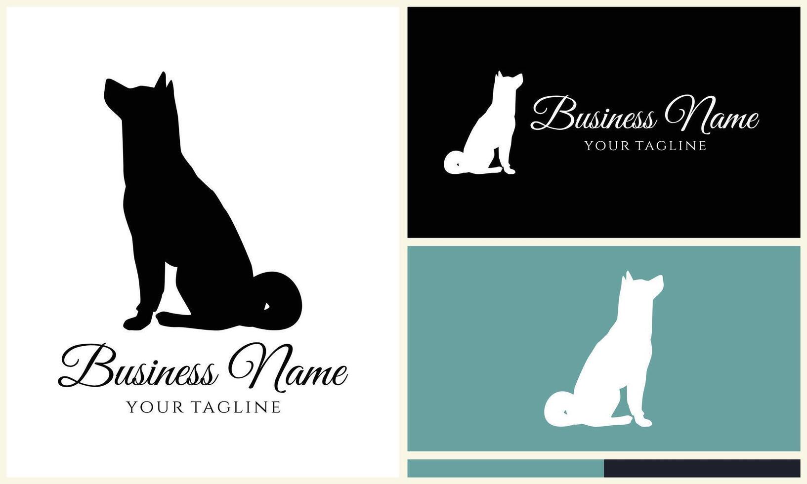 silhouette dog bulldog logo template vector