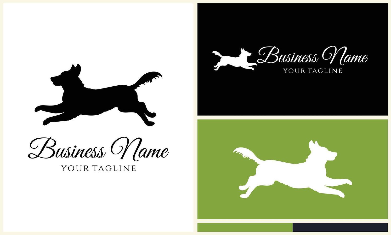 silhouette dog bulldog logo template vector
