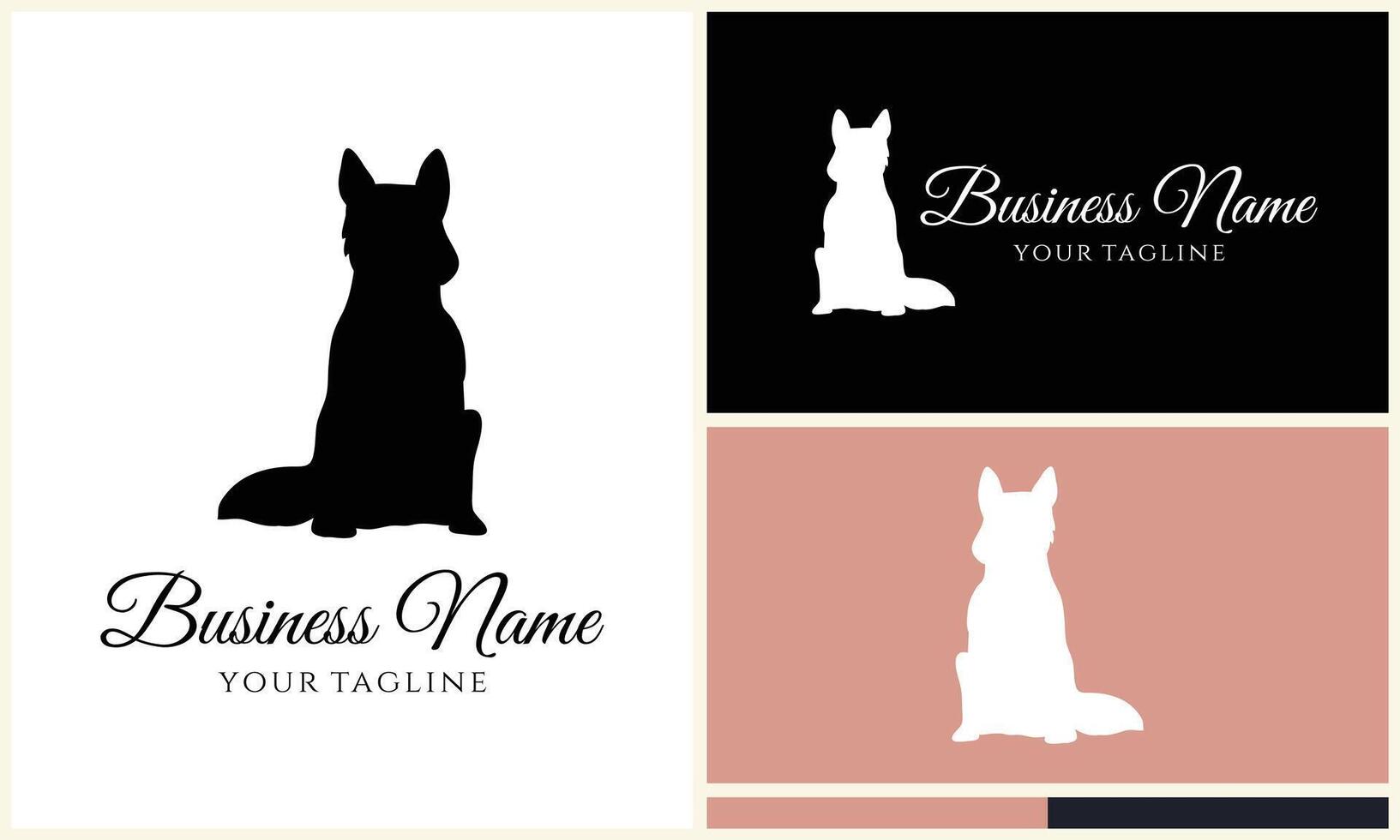 silhouette dog bulldog logo template vector