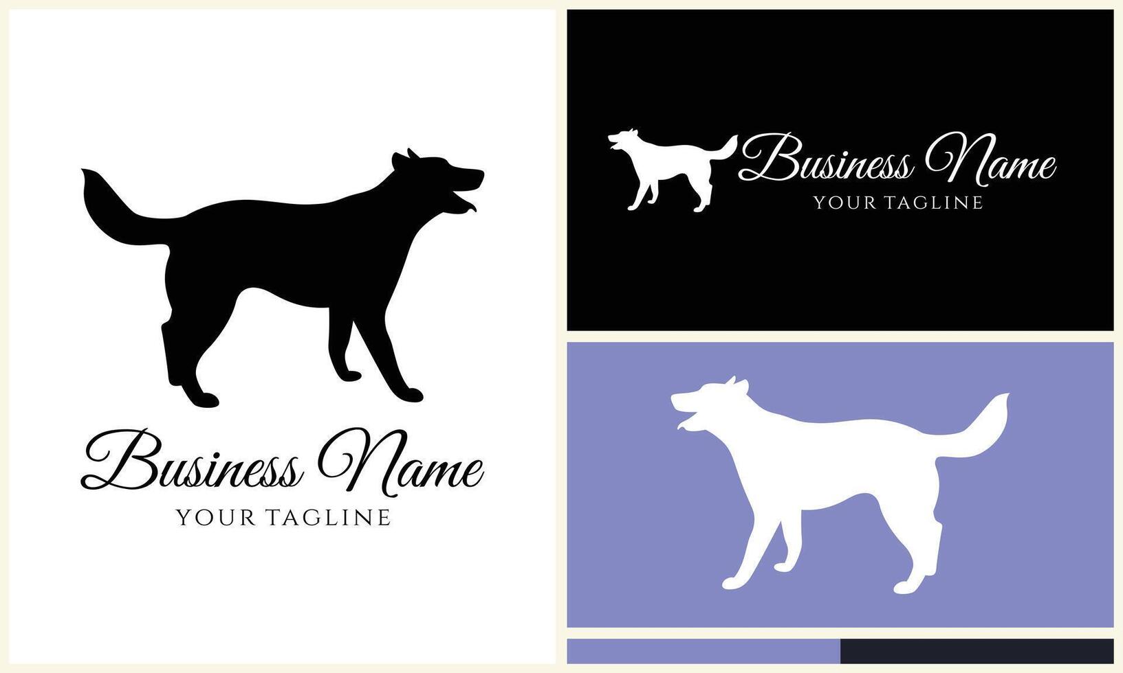 silhouette dog bulldog logo template vector