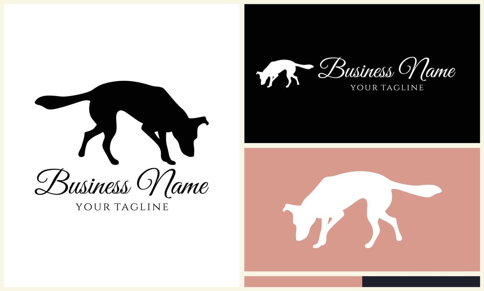 silhouette dog bulldog logo template vector