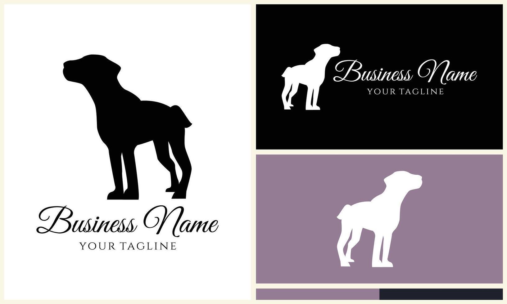 silhouette dog bulldog logo template vector
