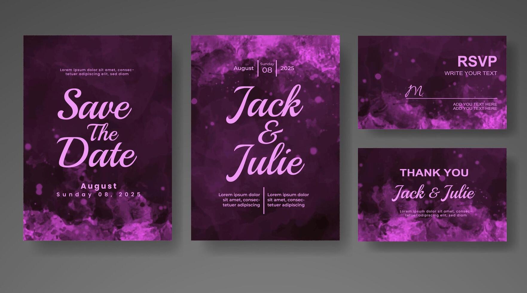 Wedding invitation with abstract watercolor background vector