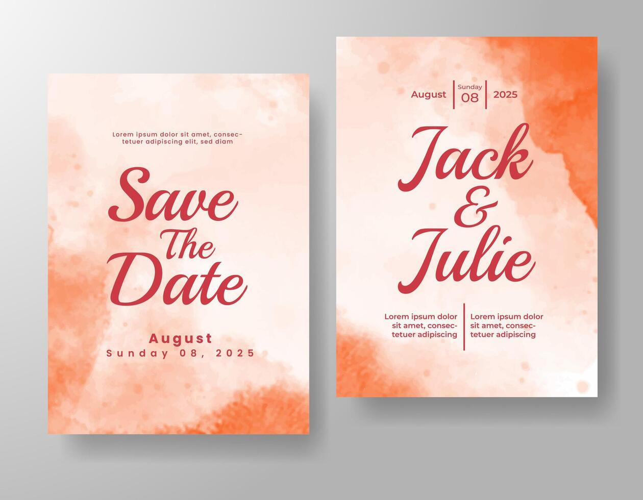 Wedding invitation with abstract watercolor background vector