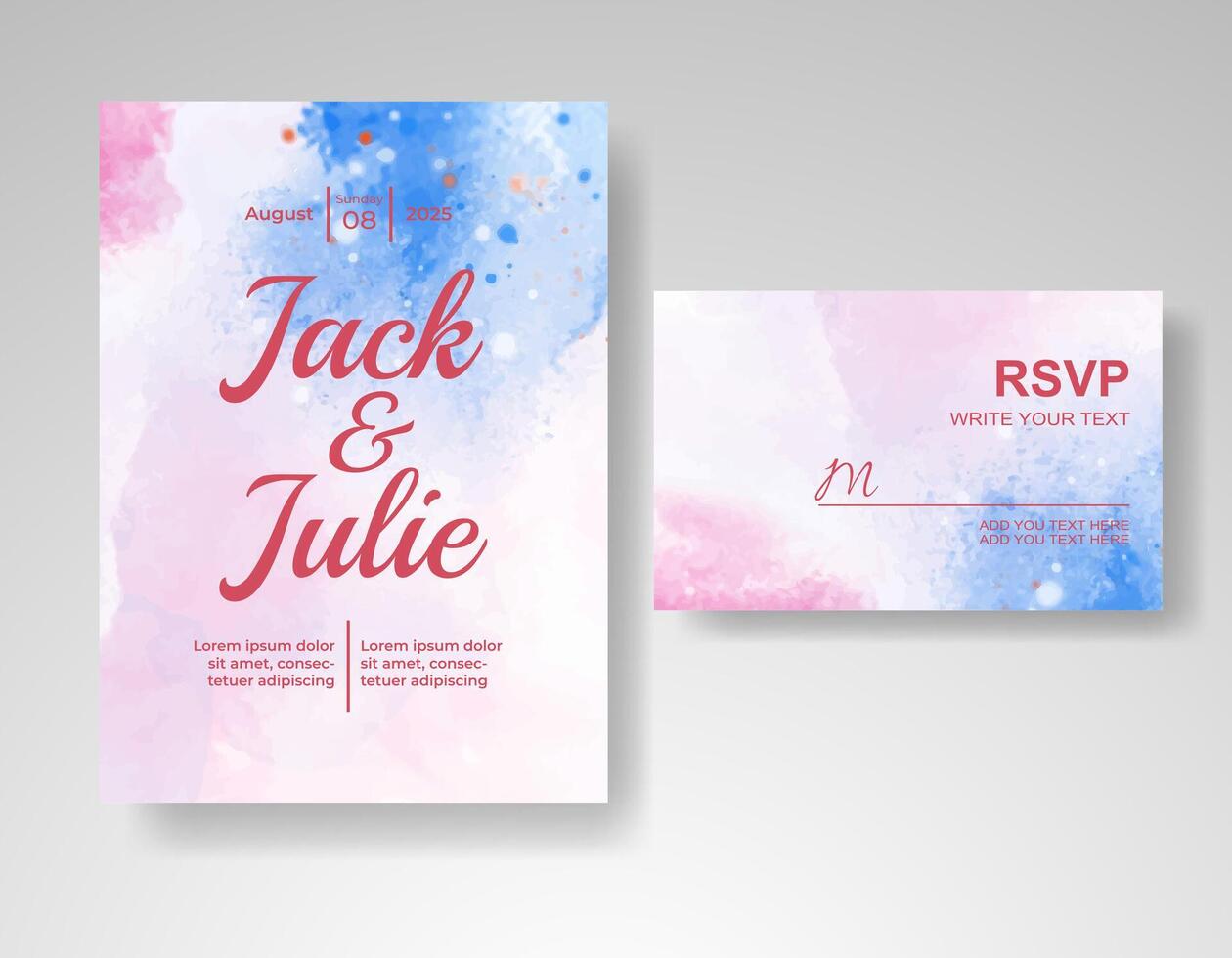 Wedding invitation with abstract watercolor background vector