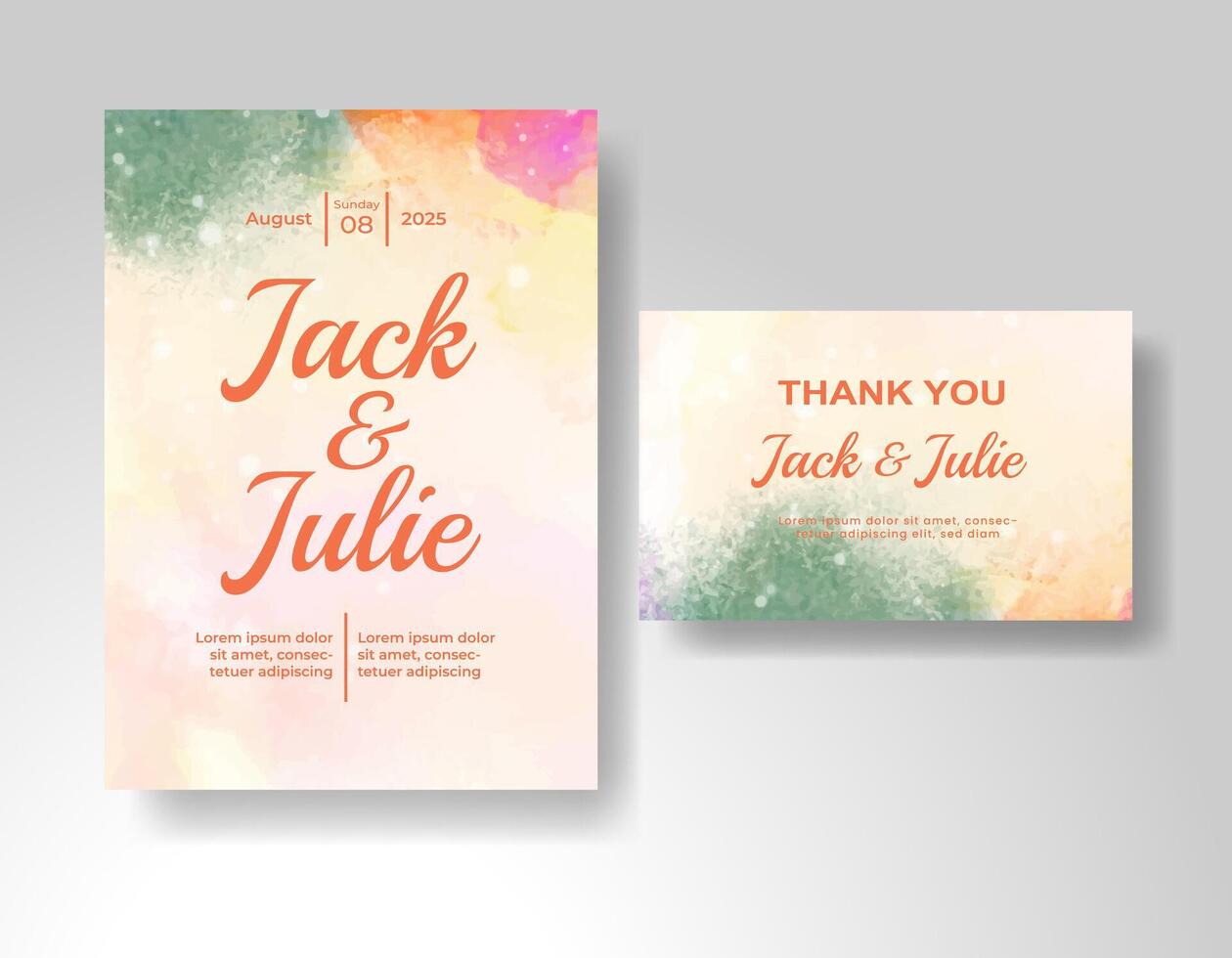 Wedding invitation with abstract watercolor background vector