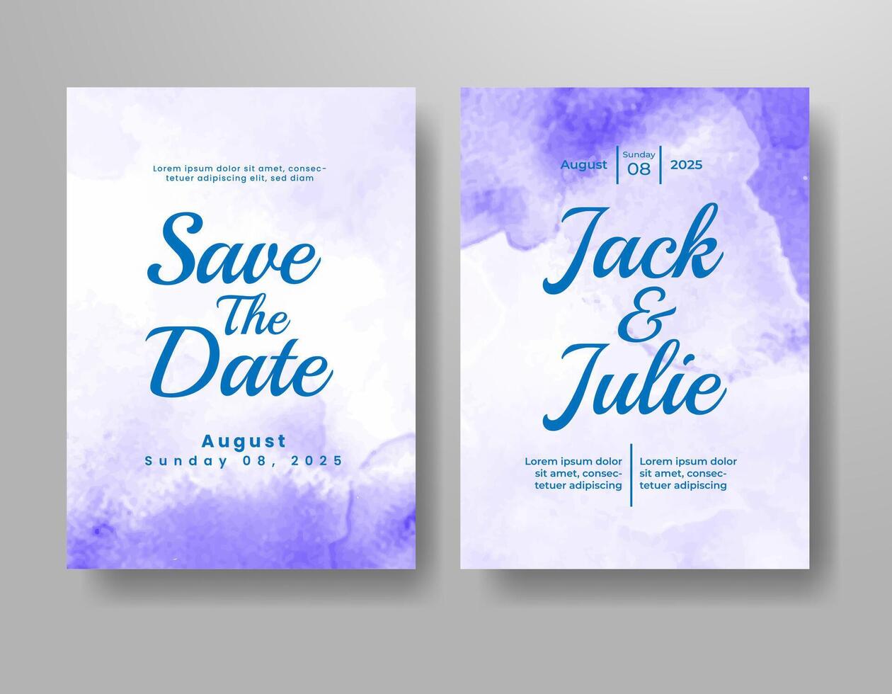 Wedding invitation with abstract watercolor background vector