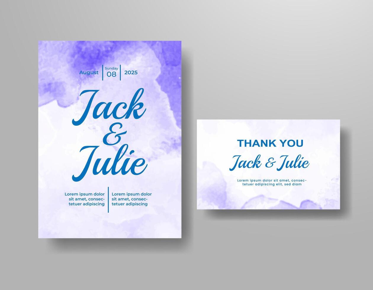 Wedding invitation with abstract watercolor background vector