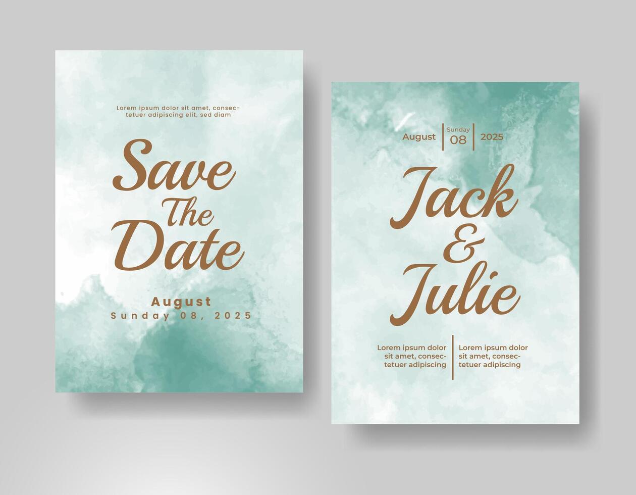 Wedding invitation with abstract watercolor background vector