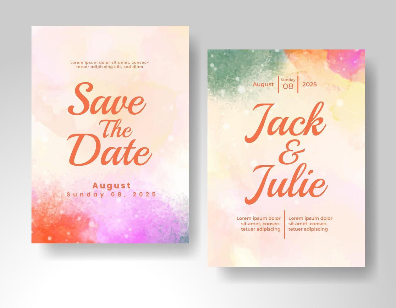 Wedding invitation with abstract watercolor background vector