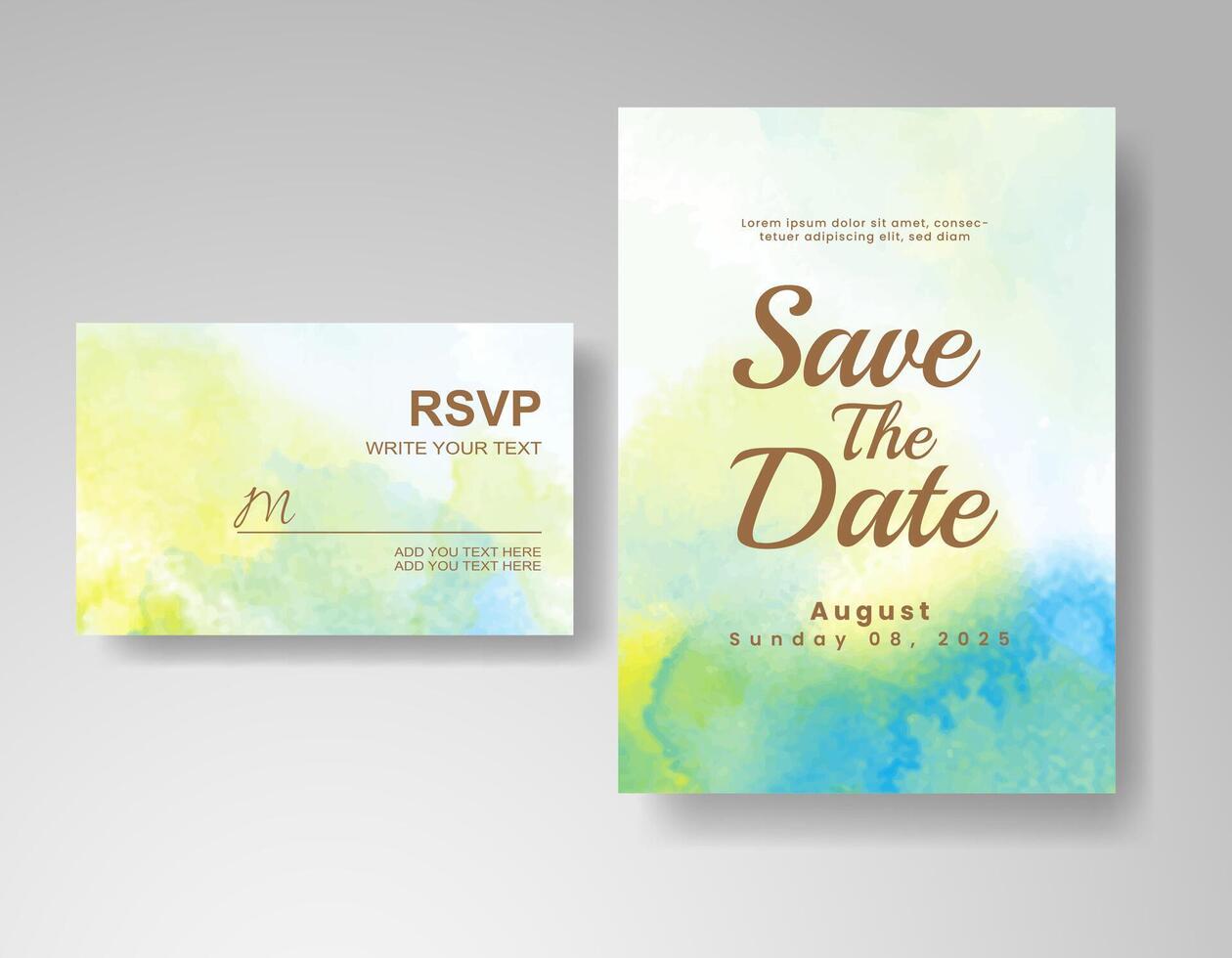 Wedding invitation with abstract watercolor background vector