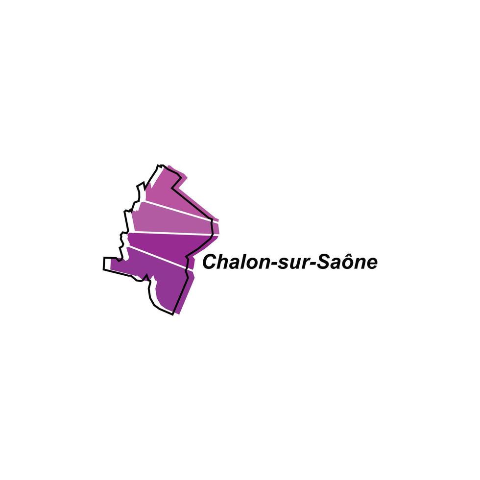 Map City of Chalon Sur Saone vector design template, World Map International vector template with outline graphic sketch style isolated on white background