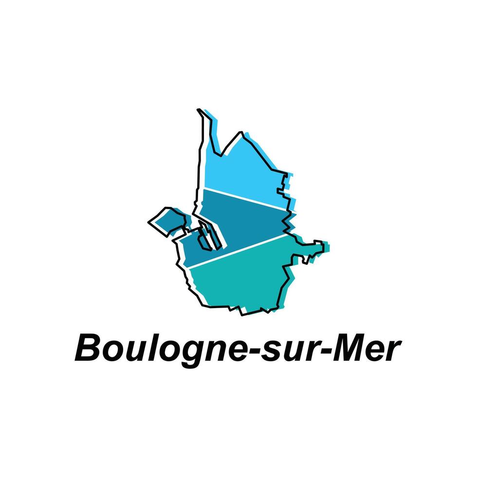 Map City of Boulogne Sur Mer vector design template, World Map International vector template with outline graphic sketch style isolated on white background