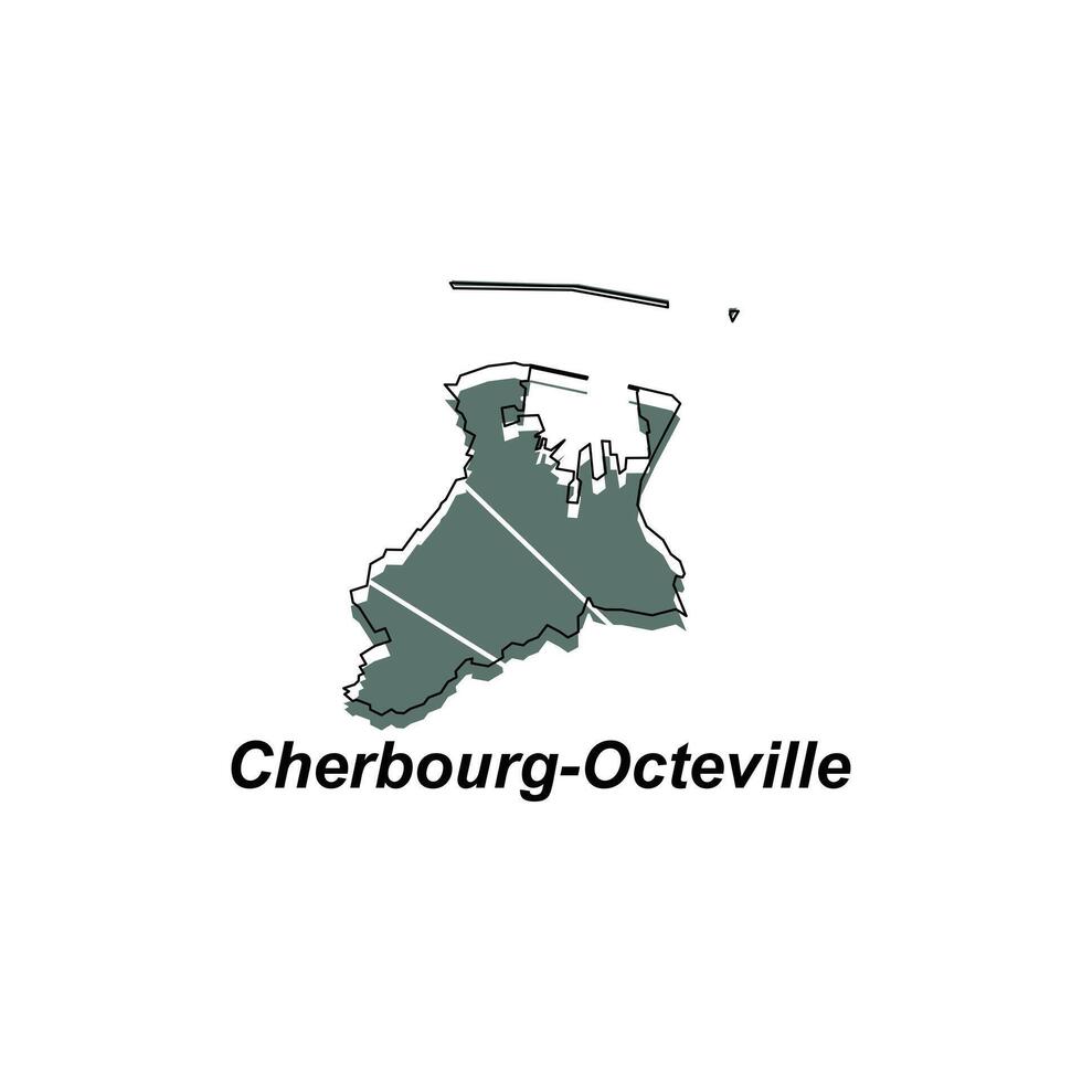 Map City of Cherbourg Octeville vector design template, World Map International vector template with outline graphic sketch style isolated on white background