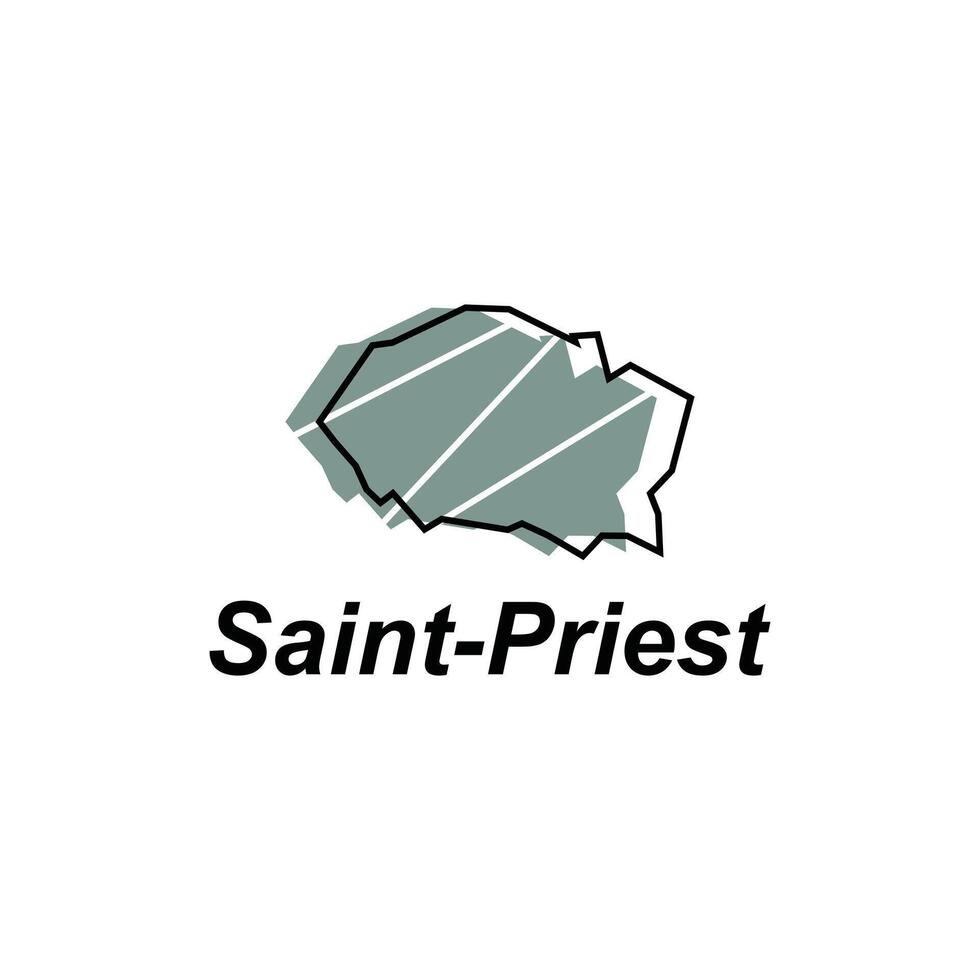 Map City of Saint Priest vector design template, World Map International vector template with outline graphic sketch style isolated on white background