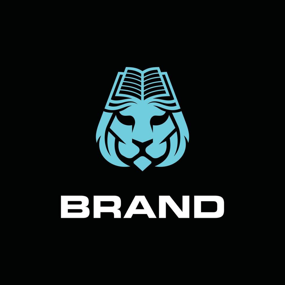 animal león libro vector logo, educativo logotipo modelo ilustración diseño