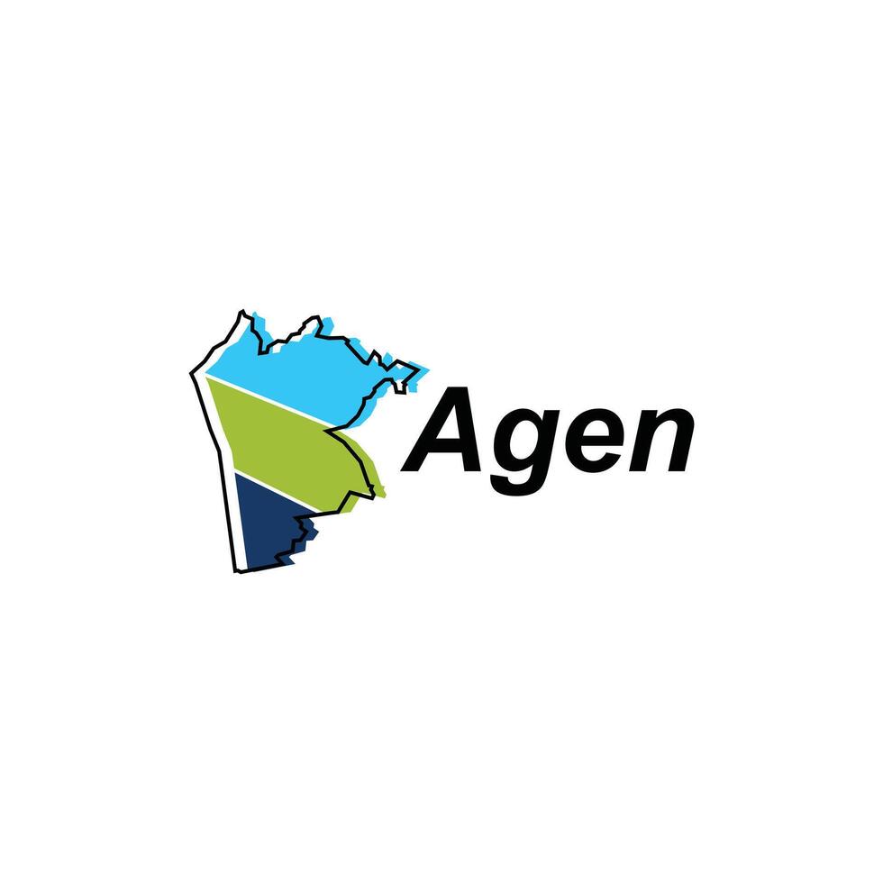 Agen City of France map vector illustration, vector template with outline graphic sketch style isolated on white background