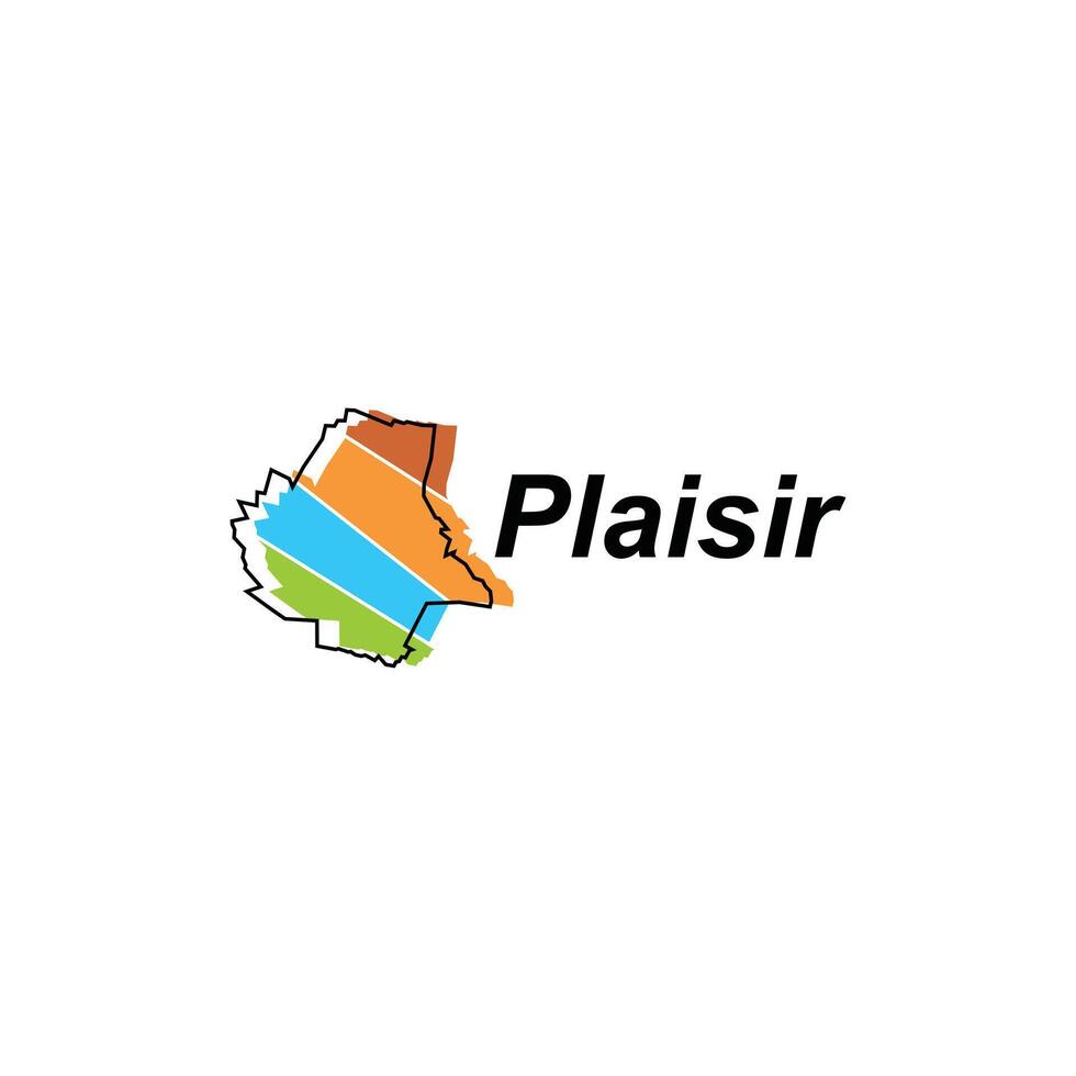 Plaisir City of France map vector illustration, vector template with outline graphic sketch style isolated on white background