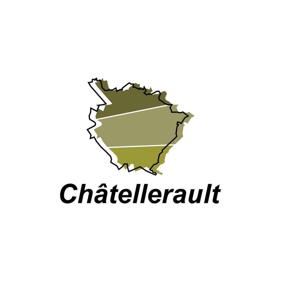 Chatellerault City of France map vector illustration, vector template with outline graphic sketch style isolated on white background