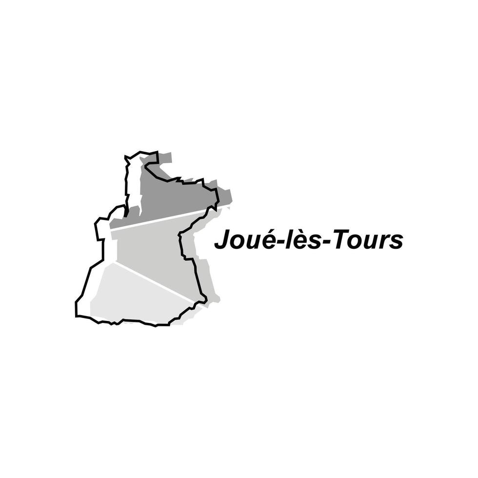 Joue les Tours City of France map vector illustration, vector template with outline graphic sketch style isolated on white background