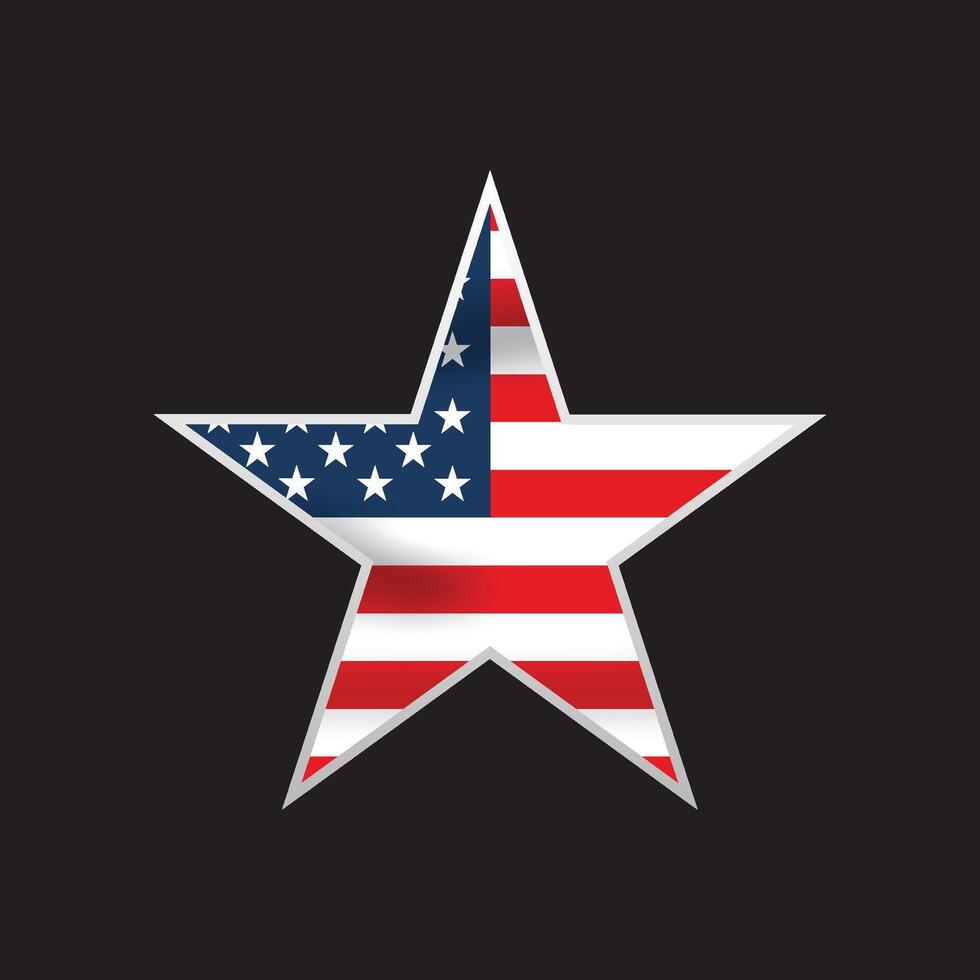 Star shape with usa flag inside. star logo vector