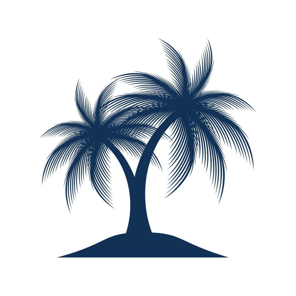 Black vector single palm tree silhouette icon isolated