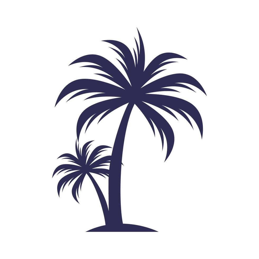 Black vector single palm tree silhouette icon isolated