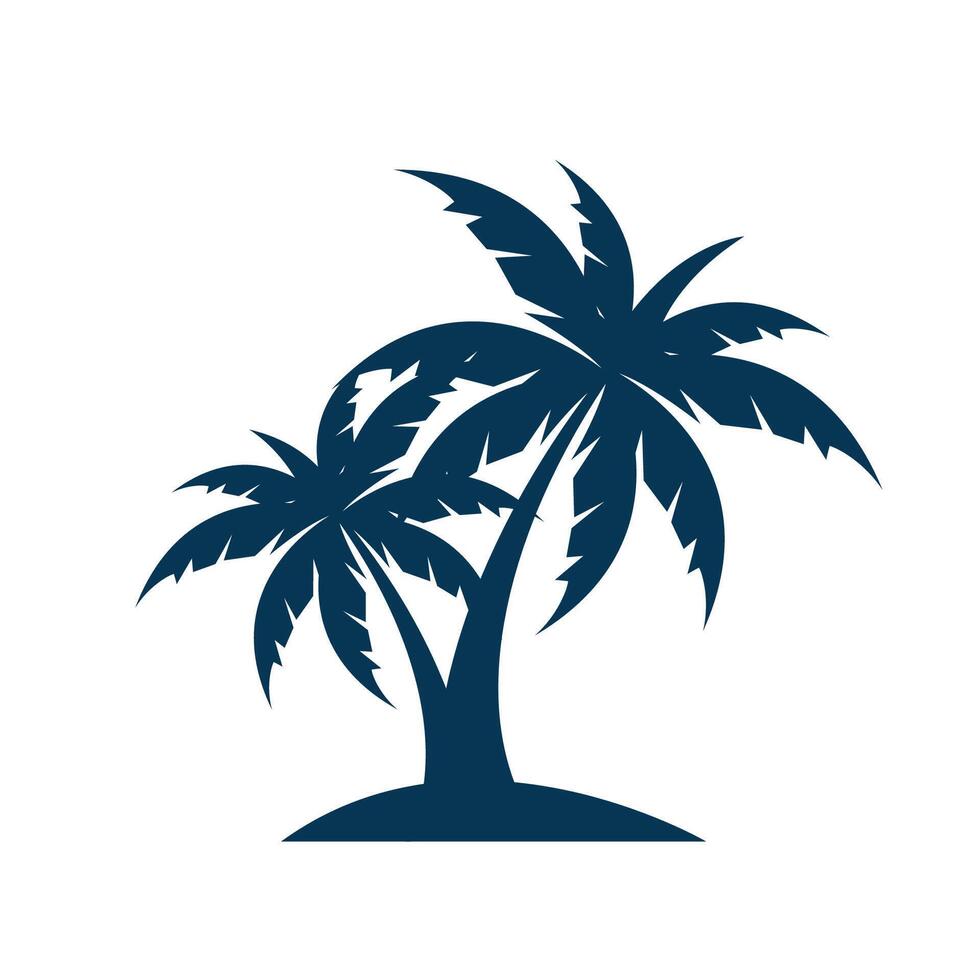 Black vector single palm tree silhouette icon isolated