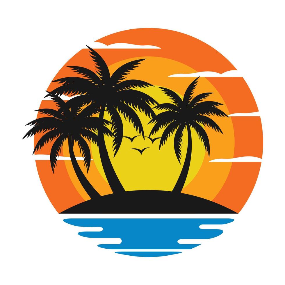 Beach logo design Vector