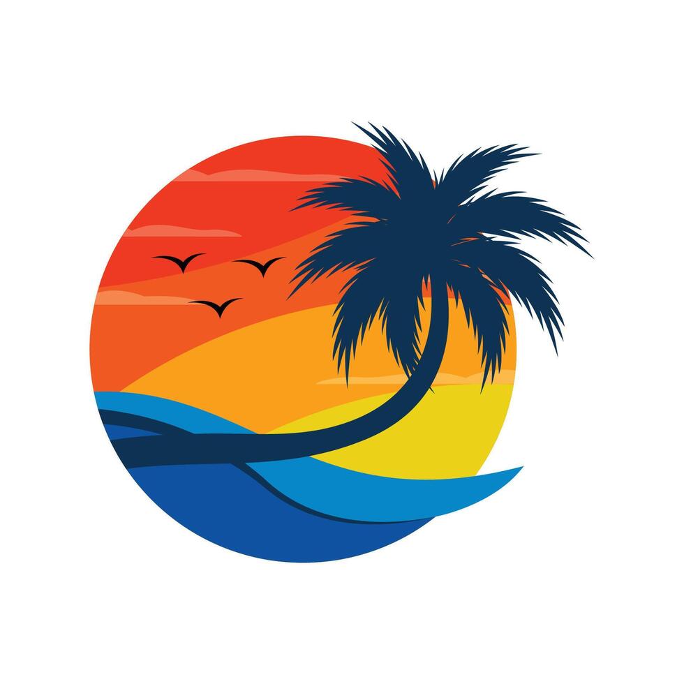 Beach logo design Vector