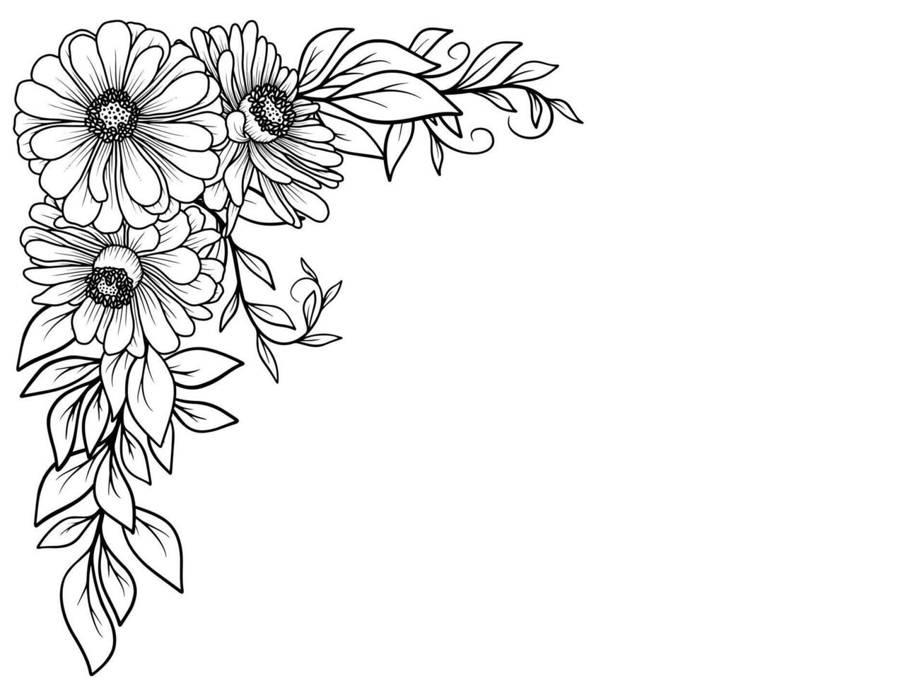 Bouquet Flower Corner Outline Illustration vector