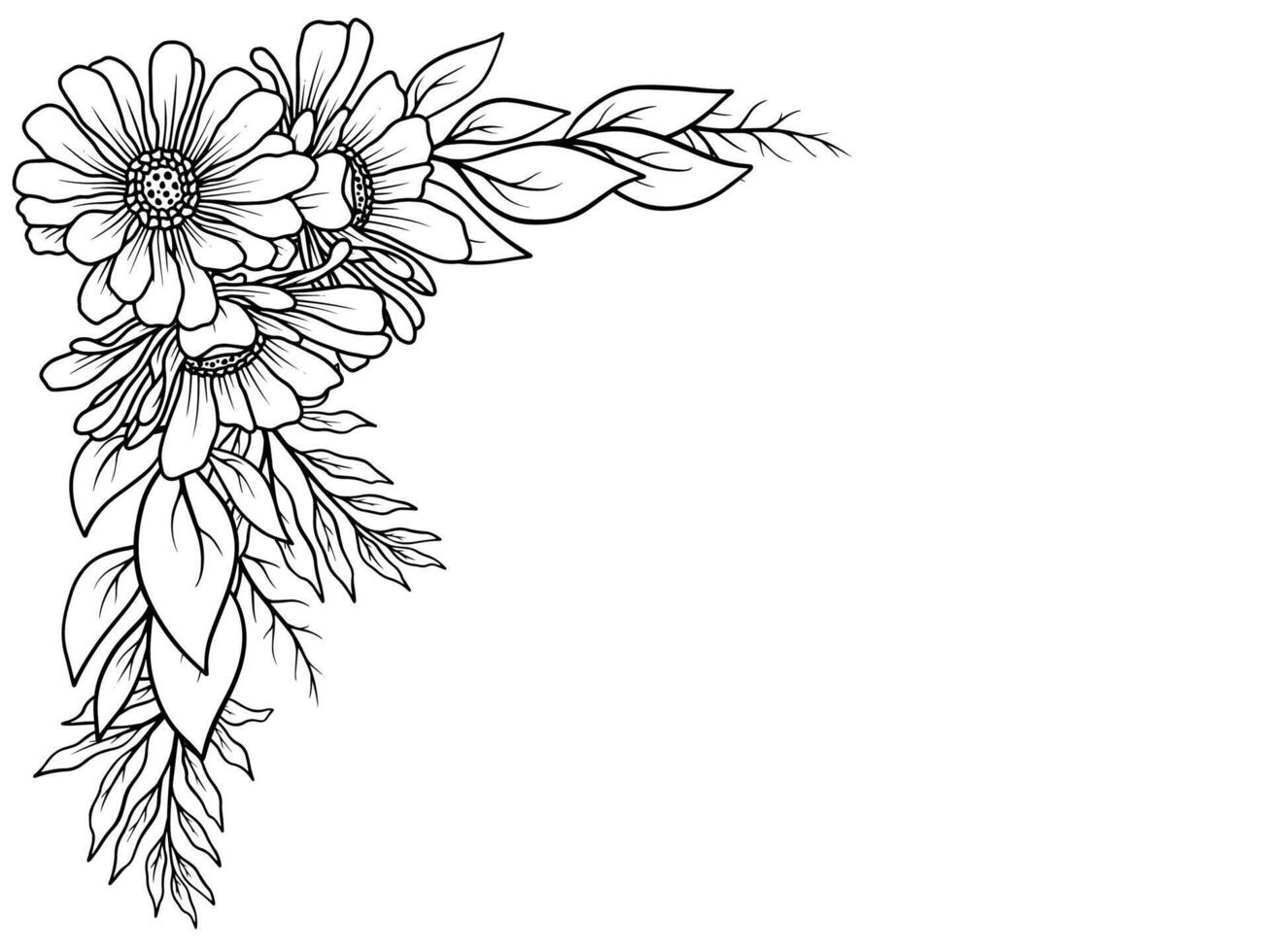 Outline Rose Flower Bouquet Line Art vector