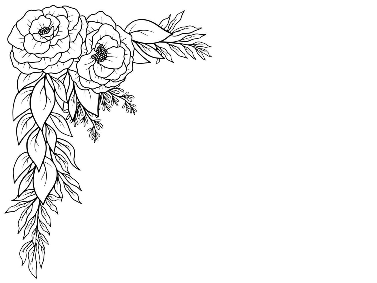 Outline Rose Flower Border Illustration vector