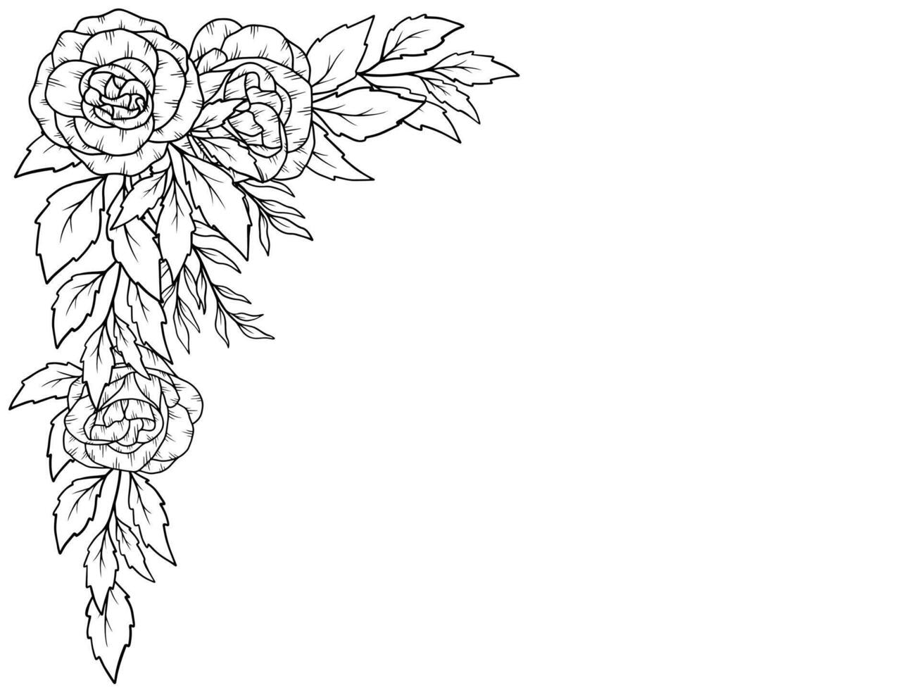 Outline Rose Flower Bouquet Line Art vector