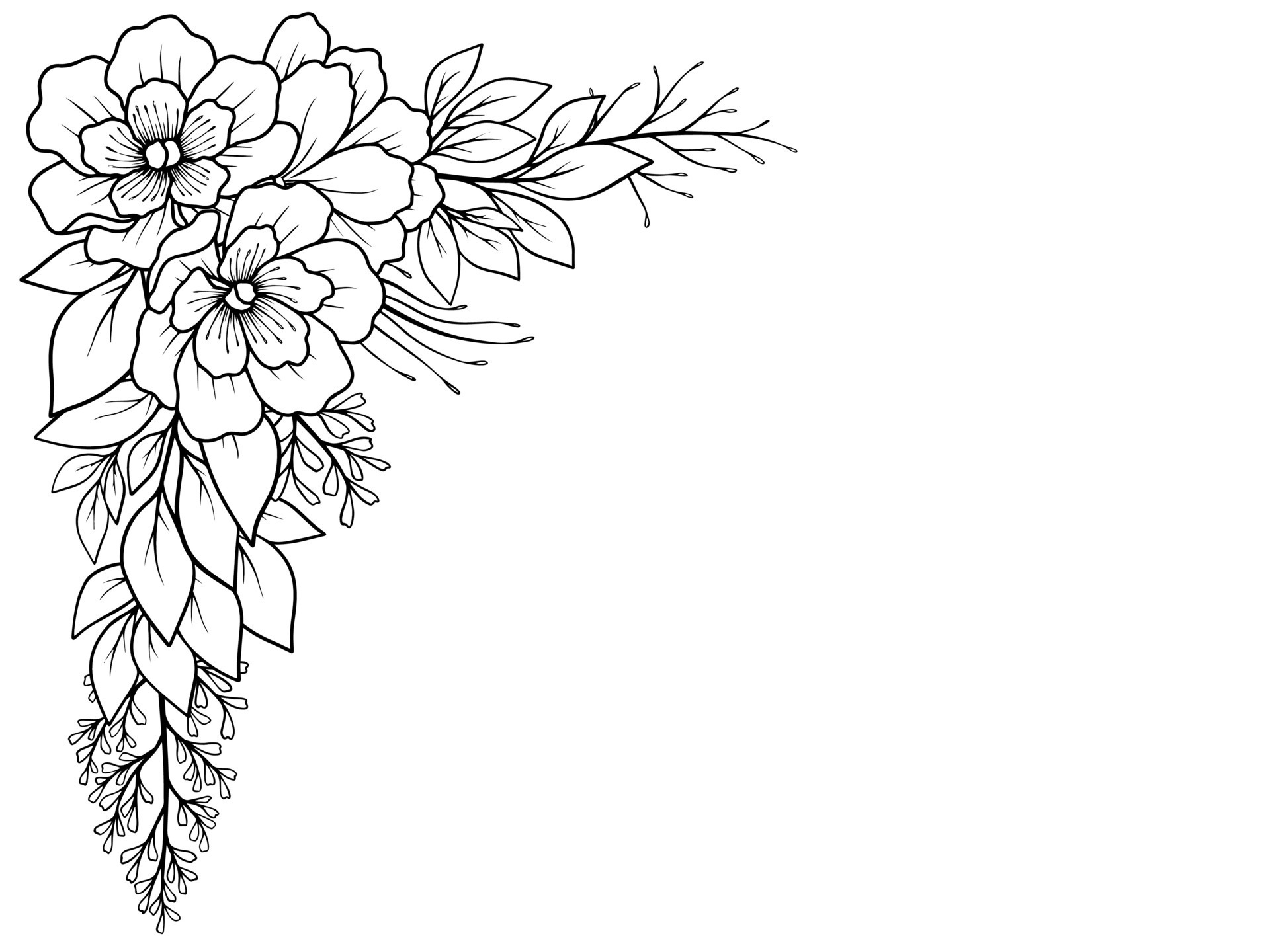 Flowers and leaves border illustration 37273552 vector art at vecteezy