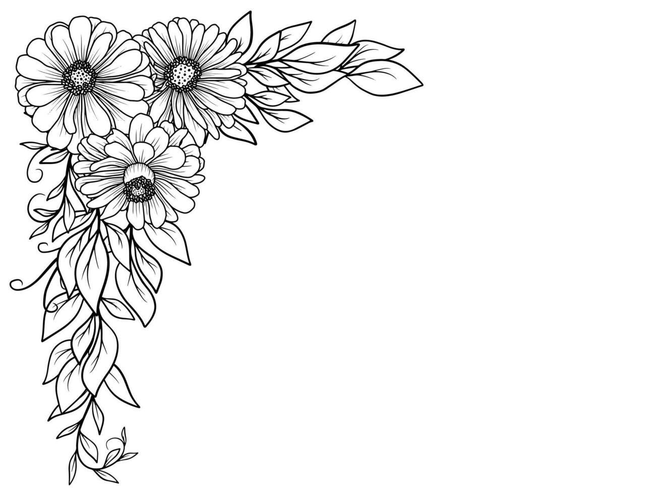 Bouquet Flower Corner Outline Illustration vector