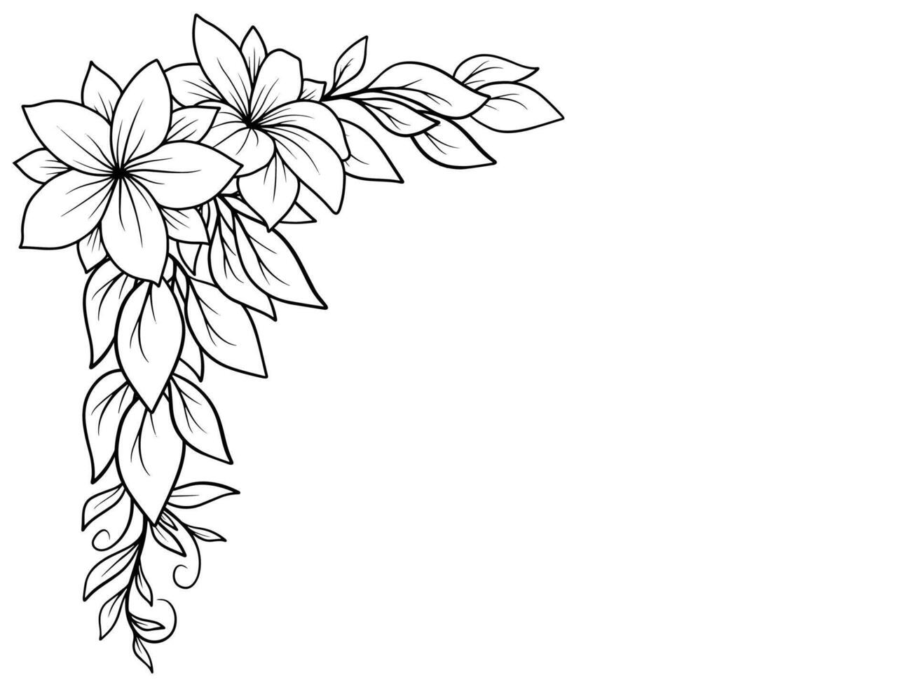 Bouquet Flower Corner Outline Illustration vector